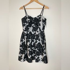 Jill Jill Stuart Floral jacquard Fit & Flare Mini Dress gray black occasion